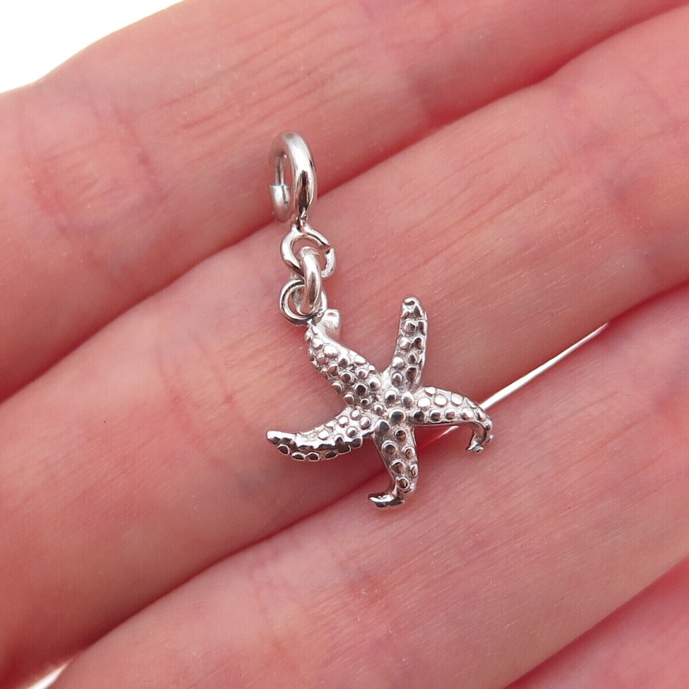 925 Sterling Silver Vintage Starfish Spring Ring Lock Charm Pendant